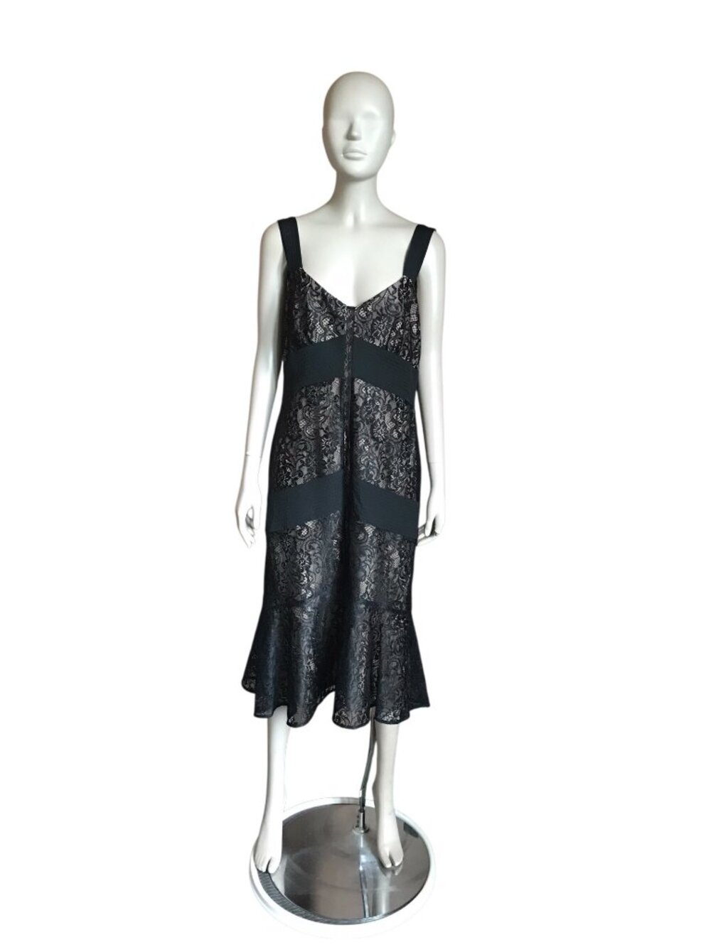 Vintage Ann Taylor Loft Black and Beige Lace Dress